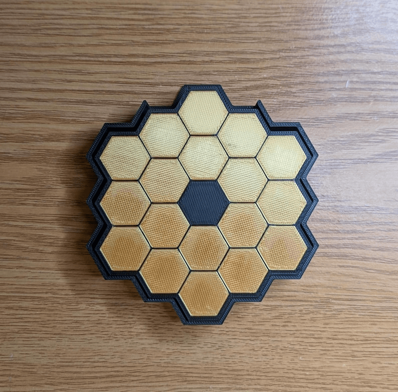 JWST-Inspired Gold Hexagon Mirror Coaster Set