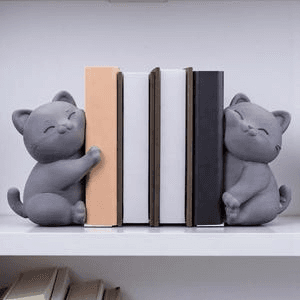 Playful Black Cat Bookends – Cat Lover Shelf Decor