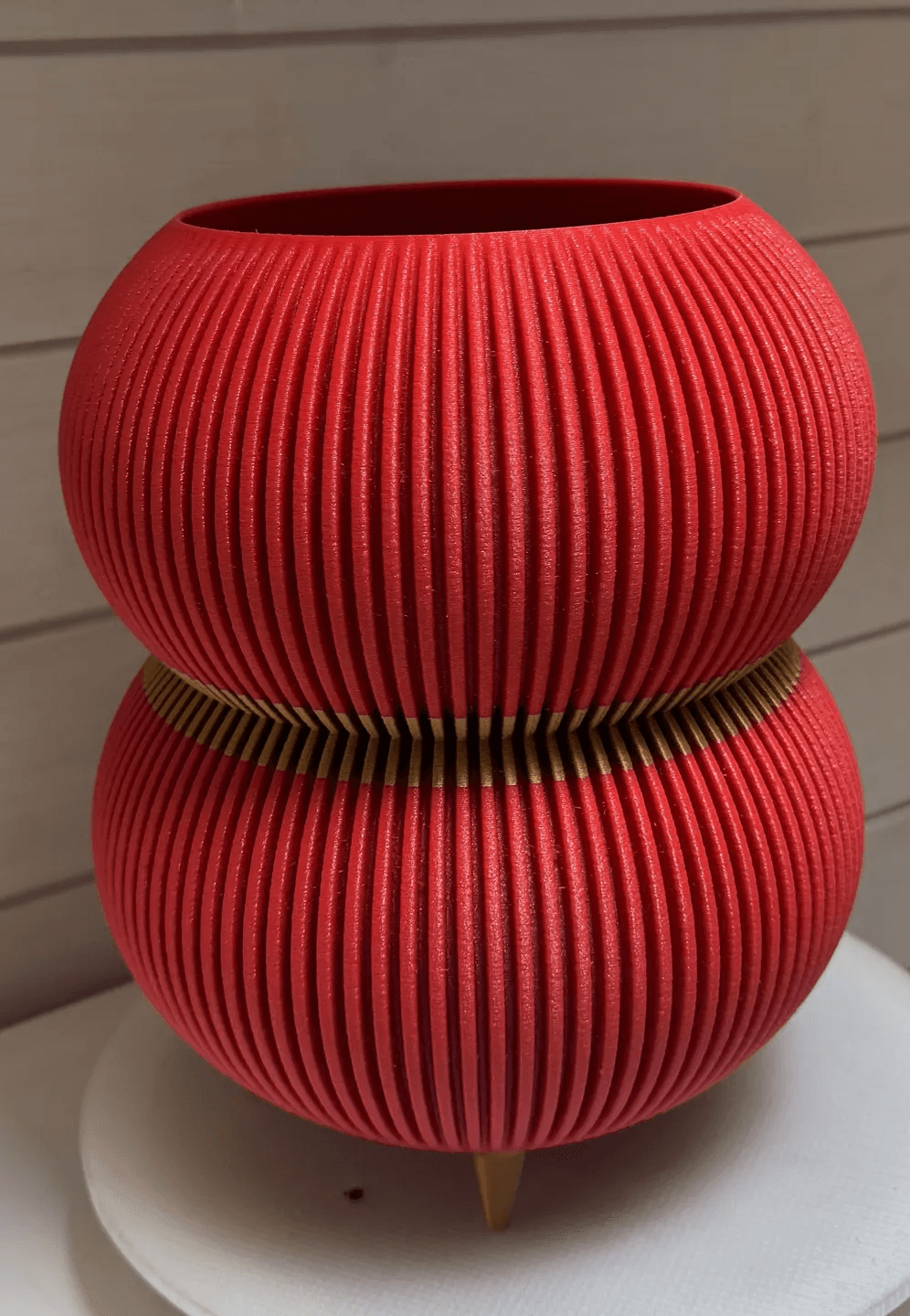 Ribbed Bubble Stacked Orb Vase Planter with Base
