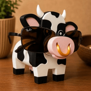 Cute Cow Eyeglass Stand | Farmhouse Desk Organizer