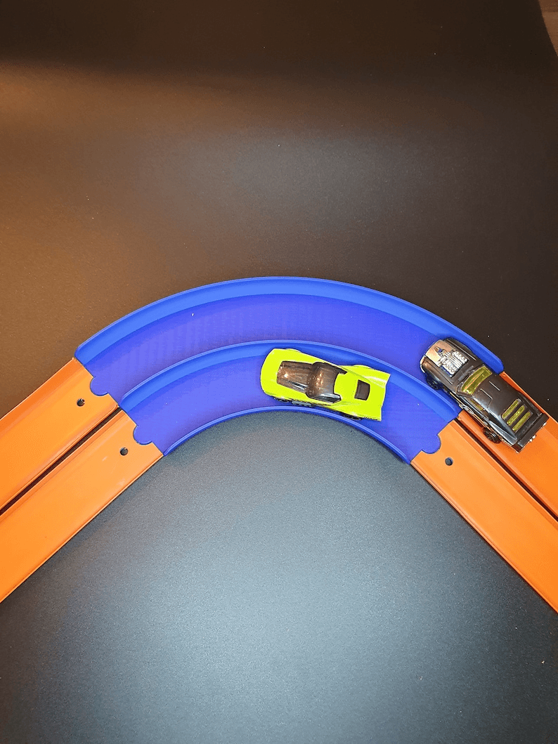 Dual Lane 90° Curve Track Piece for Mini Race Cars