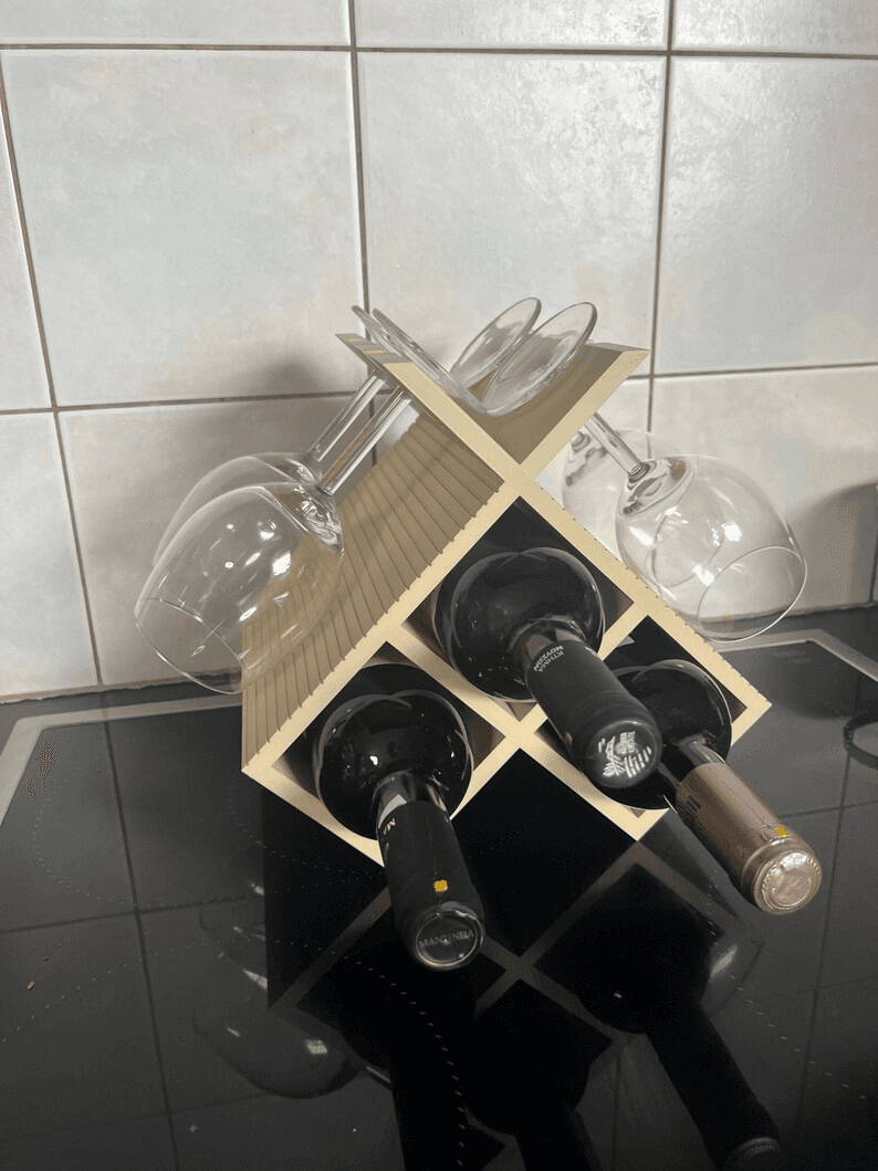 Minecraft-Inspired Wine Rack & Glass Holder for Home Bar