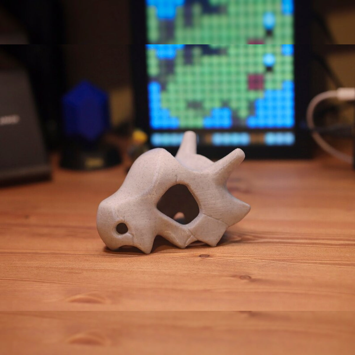 Cubone-Inspired Marble Style Skull Controller Stand