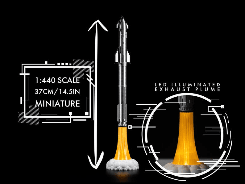 SpaceX Starship Inspired Super Heavy Rocket Lamp Model