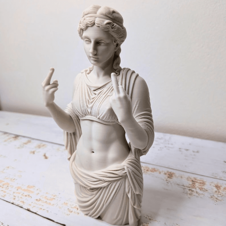 Funny Greek Goddess Middle Finger Bust Statue Decor