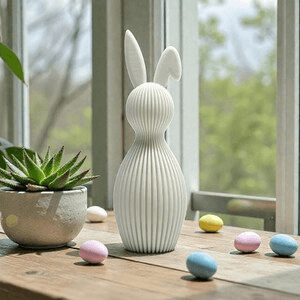 Ribbed Easter Bunny Figurine | Spring Home Décor Set