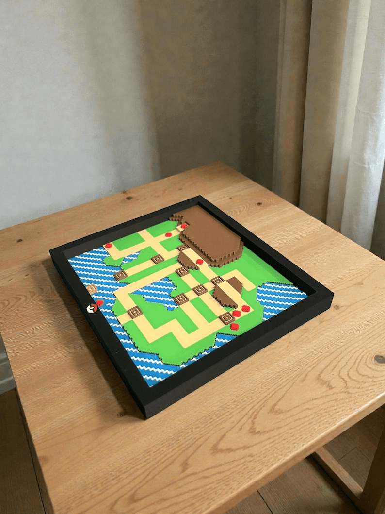 Johto & Kanto Inspired Raised Relief Map Fan Art Decor