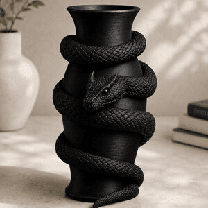 Horned Viper Snake Wrapped Flower Vase | Gothic Decor