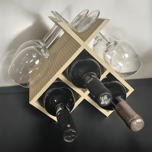 Minecraft-Inspired Wine Rack & Glass Holder for Home Bar