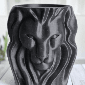 Regal Lion Head Flower Vase – Matte Black Home Decor Planter