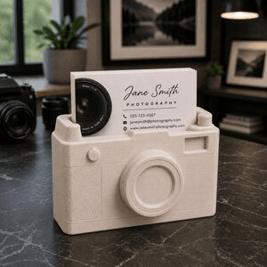 Camera-Shaped Business Card Holder for Photographers