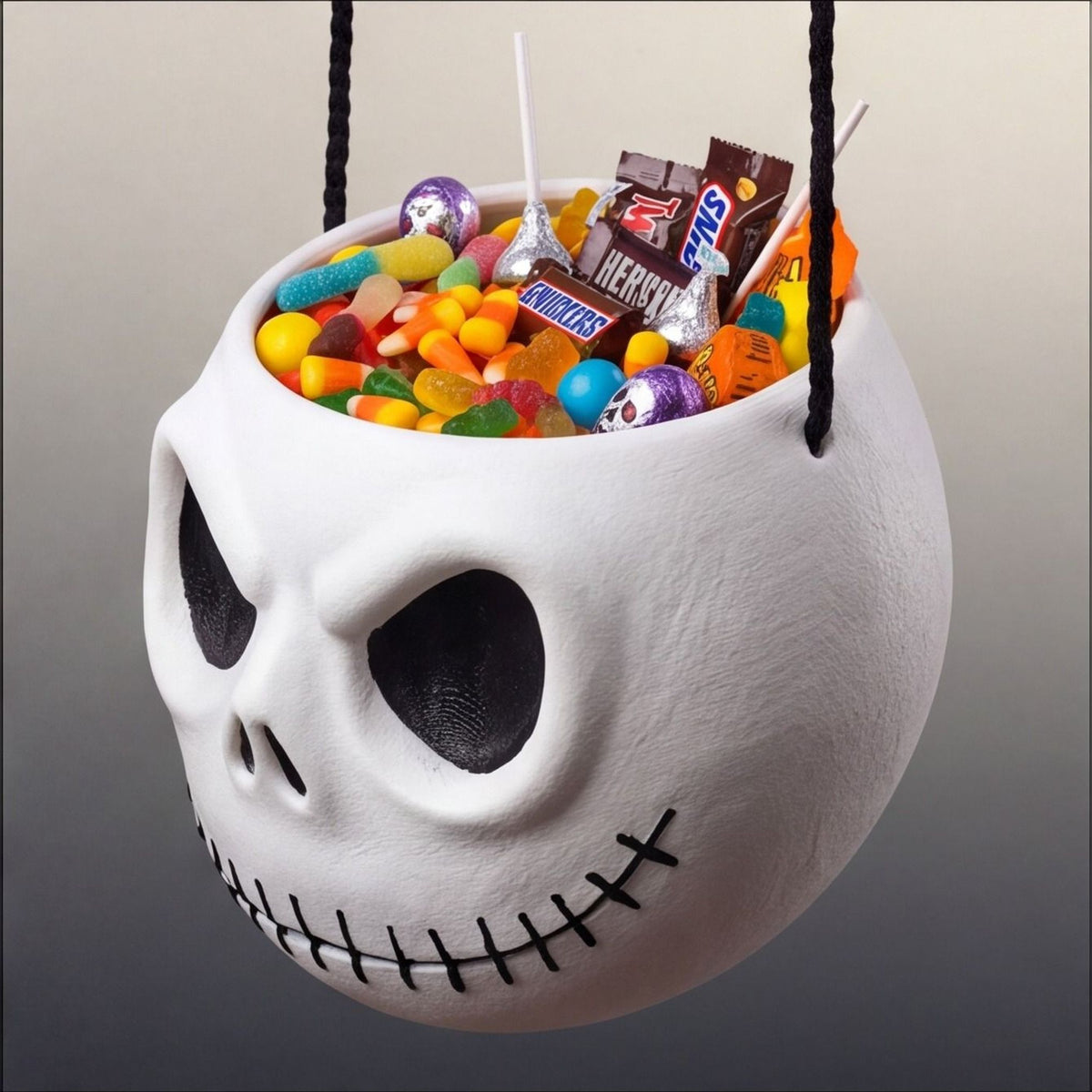 Stitched Skull Candy Bowl with Bone Handle – 3 Sizes