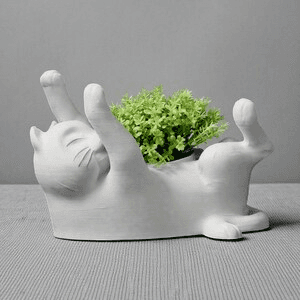 Playful Lazy Cat Succulent Planter | Novelty Desk Pot