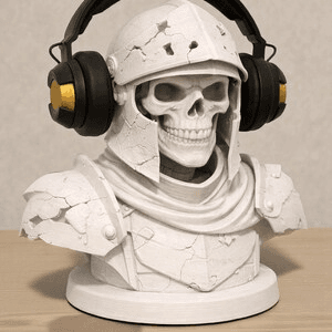 Gothic Skeleton Knight Headphone Stand | Gamer Desk Decor