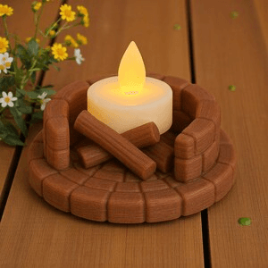 Rustic Mini Campfire Tea Light Holder | Log Pile Design