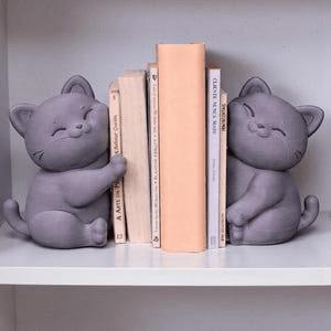 Playful Black Cat Bookends – Cat Lover Shelf Decor