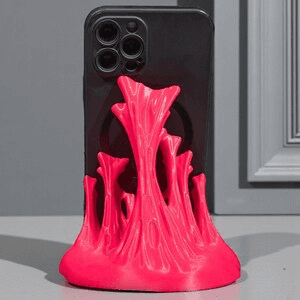 Neon Pink Flame Phone Stand – Bubble Gum Desk Holder
