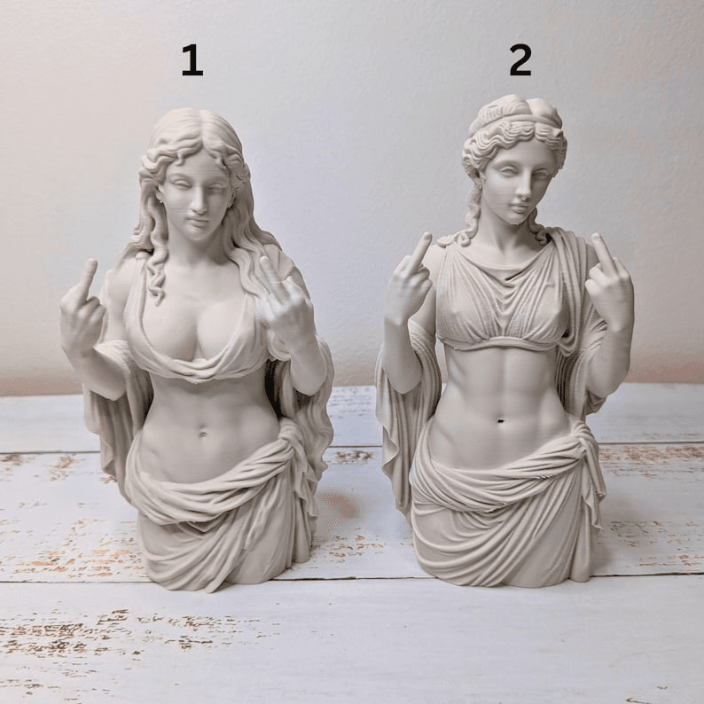 Funny Greek Goddess Middle Finger Bust Statue Decor