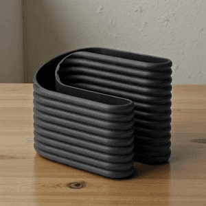 Crescent Notebook & Pen Holder | Ribbed Desk Organizer