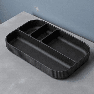 Minimalist Matte Black Desk Organizer Tray for Gamers