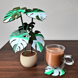 Monstera Leaf Coaster Set – Tropical Botanical Home Decor