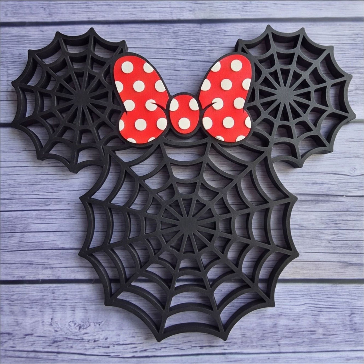 Minnie Mouse Inspired Spider Web Halloween Sign Decor
