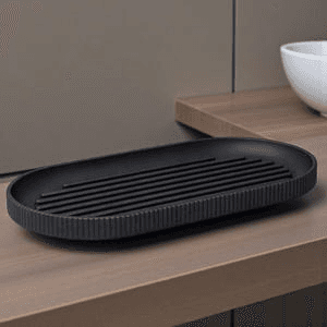 Minimalist Ribbed Oval Tray – Modern Vanity Organizer