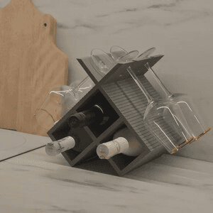 Minecraft-Inspired Wine Rack & Glass Holder for Home Bar