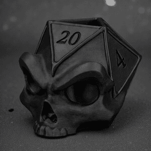 D20 Skull Plant Pot – Gothic Gamer Desk Planter