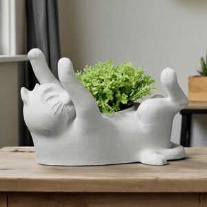 Playful Lazy Cat Succulent Planter | Novelty Desk Pot