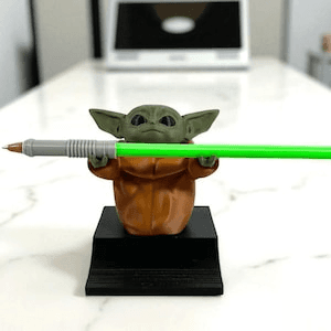 Grogu Inspired Lightsaber Pen Holder | Fan Desk Stand