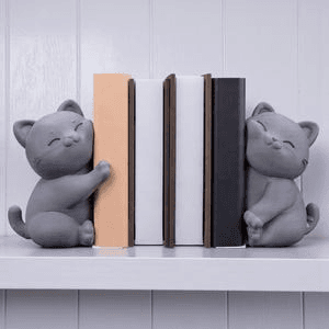 Playful Black Cat Bookends – Cat Lover Shelf Decor