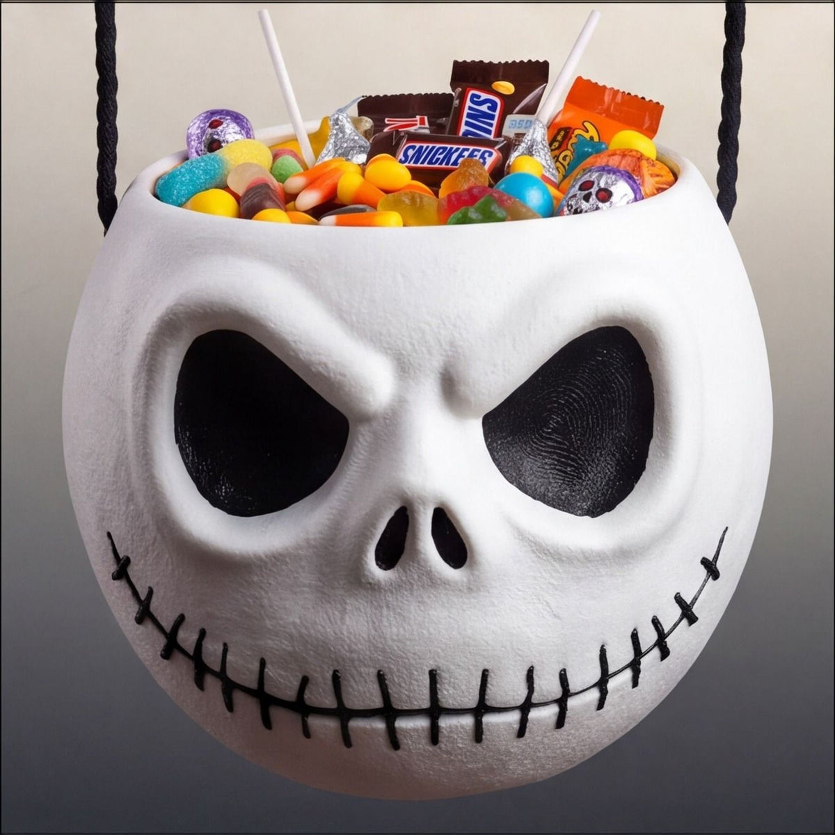 Stitched Skull Candy Bowl with Bone Handle – 3 Sizes