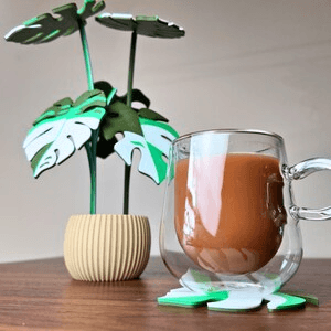 Monstera Leaf Coaster Set – Tropical Botanical Home Decor