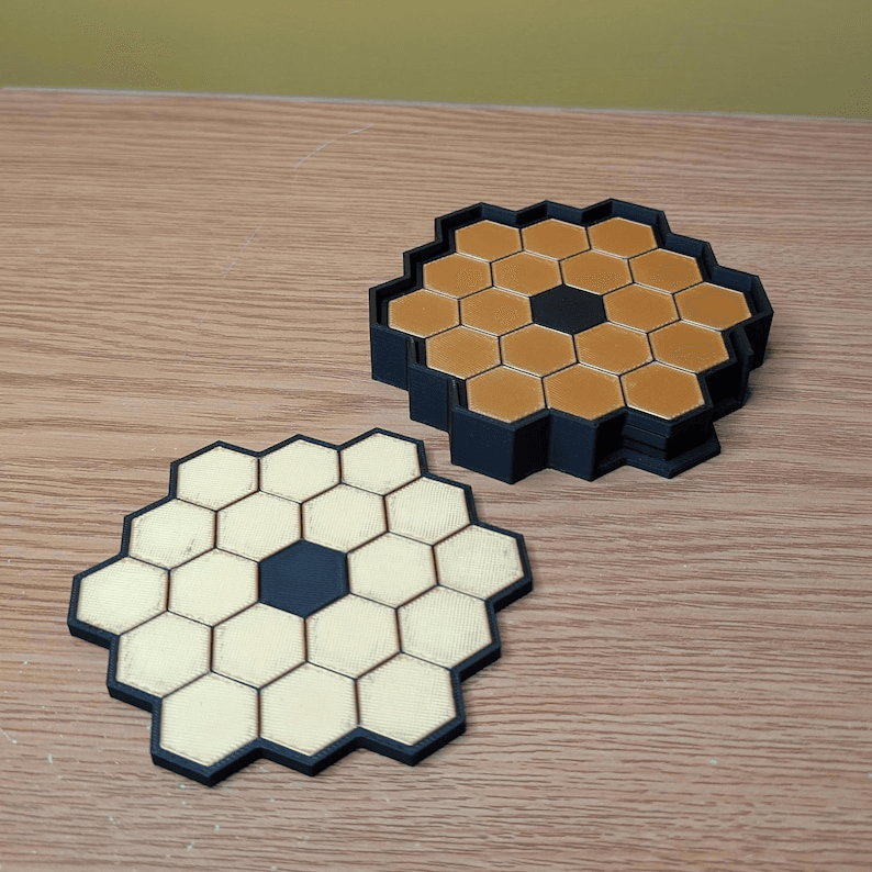 JWST-Inspired Gold Hexagon Mirror Coaster Set