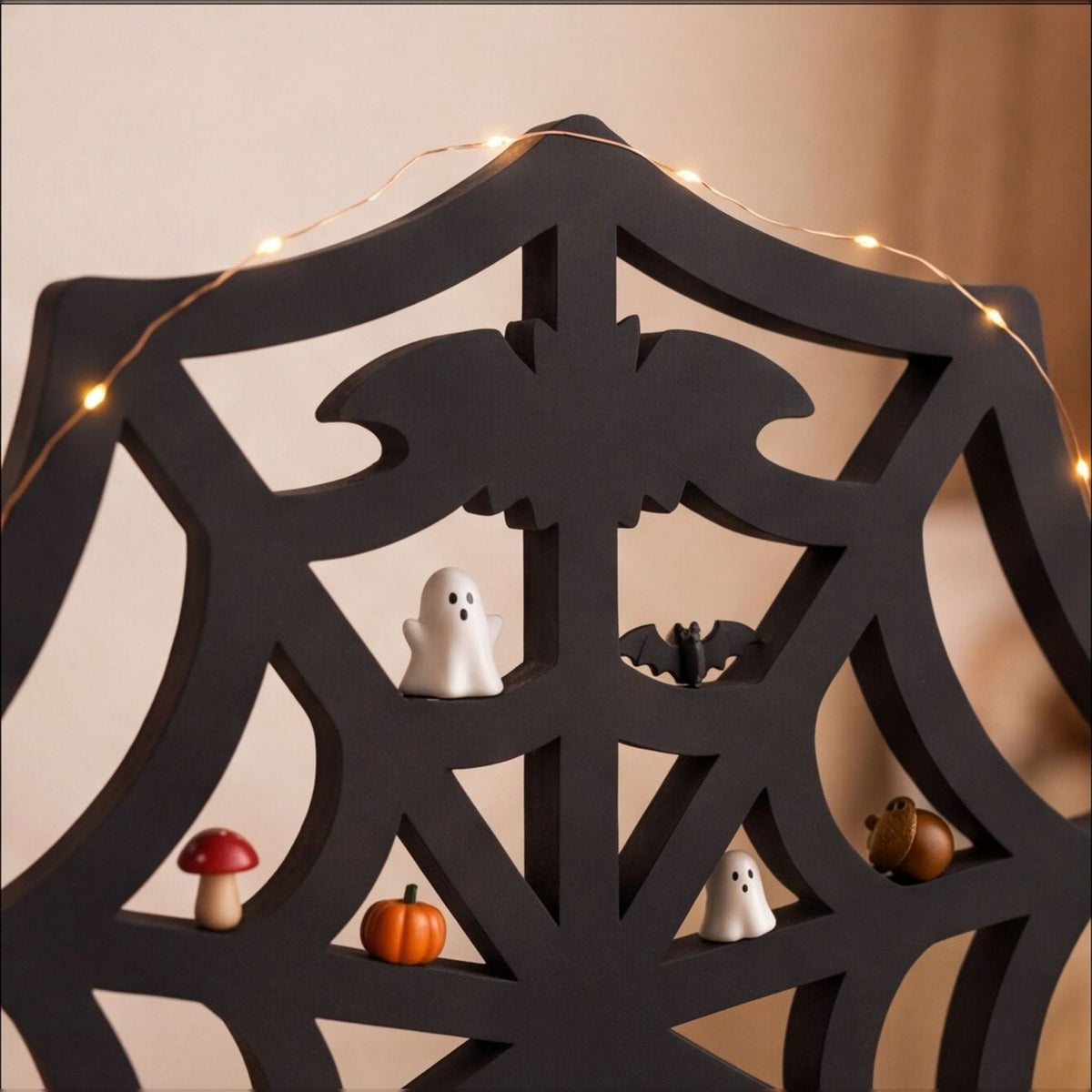 Spiderweb Shelf Halloween Decor for Mini Figurines & Trinkets