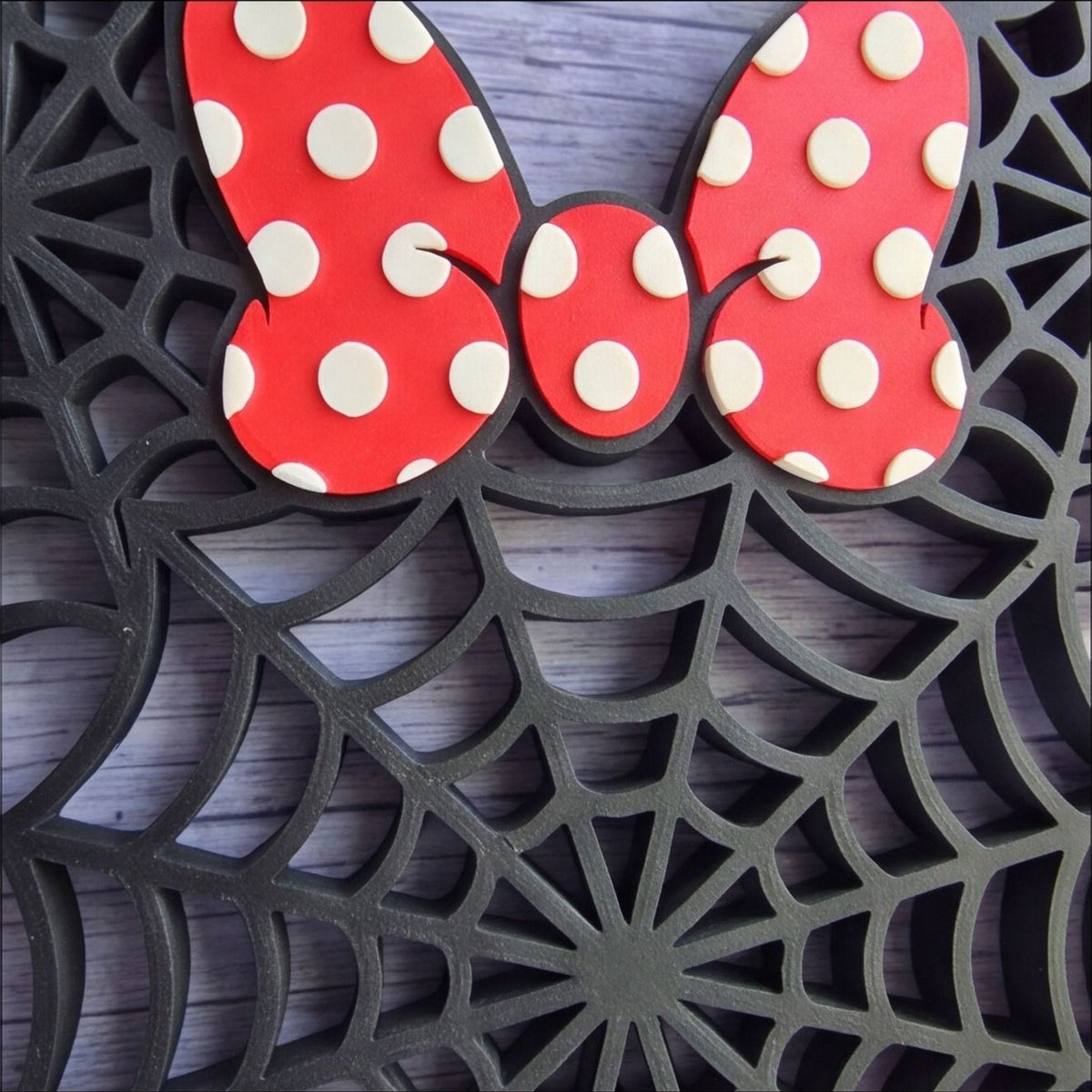 Minnie Mouse Inspired Spider Web Halloween Sign Decor