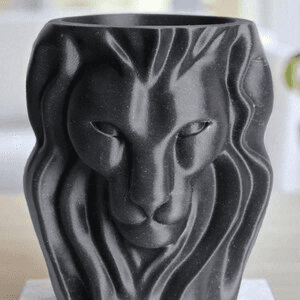 Regal Lion Head Flower Vase – Matte Black Home Decor Planter