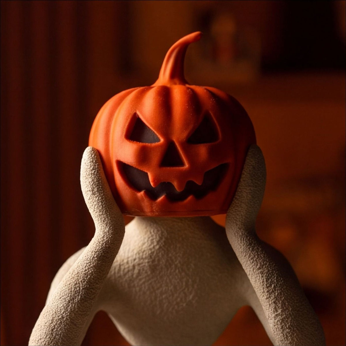Pumpkin Head Minimalist Figure | Halloween Sculpture