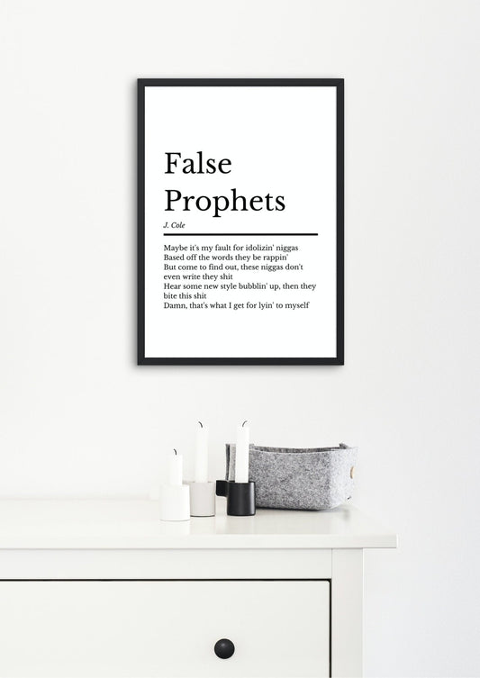 J Cole, False Prophets | J Cole Music Gift | Birthday Gift | J Cole Album Wall Art | J Cole Poster - ProfessorPrintsUK - A1