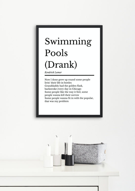 Kendrick Lamar, Swimming Pools (drank) | Kendrick Lamar Music Gift | Birthday Gift | Kendrick Lamar Album Wall Art | Kendrick Lamar Poster - ProfessorPrintsUK - A1