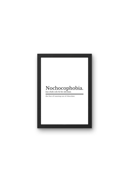 Kitchen Prints | Nochocophobia Definition Print | Kitchen Wall Art | Kitchen Decor | Food Print | Chocolate Gifts | Funny Chocolate Quote - ProfessorPrintsUK - A2