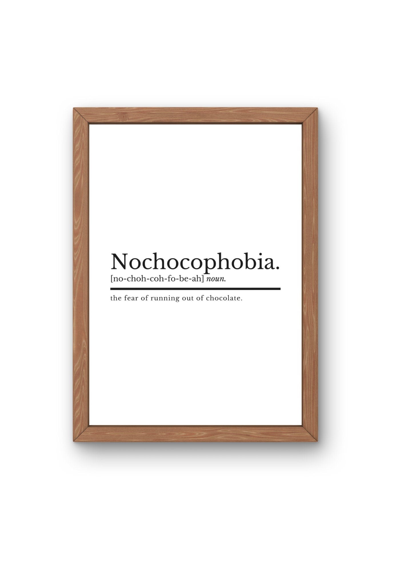 Kitchen Prints | Nochocophobia Definition Print | Kitchen Wall Art | Kitchen Decor | Food Print | Chocolate Gifts | Funny Chocolate Quote - ProfessorPrintsUK - A2