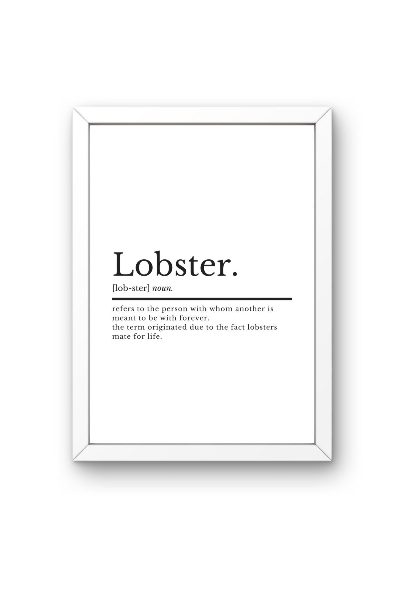 Lobster Definition Print | Love Print | Anniversary Gift | Love Poster | Love Wall Art | Bedroom Print | Valentines Print |Anniversary Print - ProfessorPrintsUK - A2