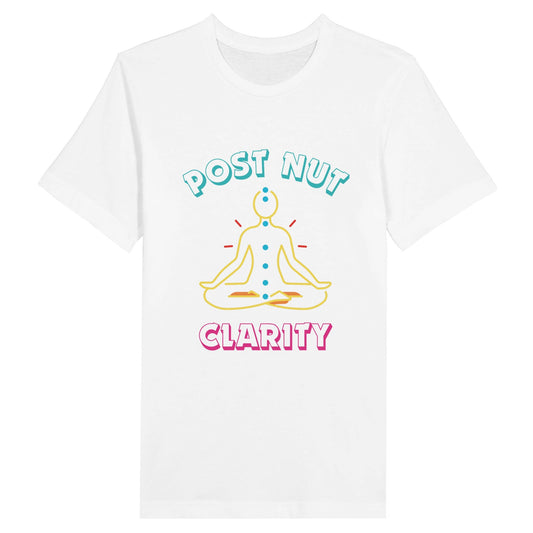 Men's Humor Tee - 'Post Nut Clarity' Quote - Funny Casual Shirt - ProfessorPrintsUK - White