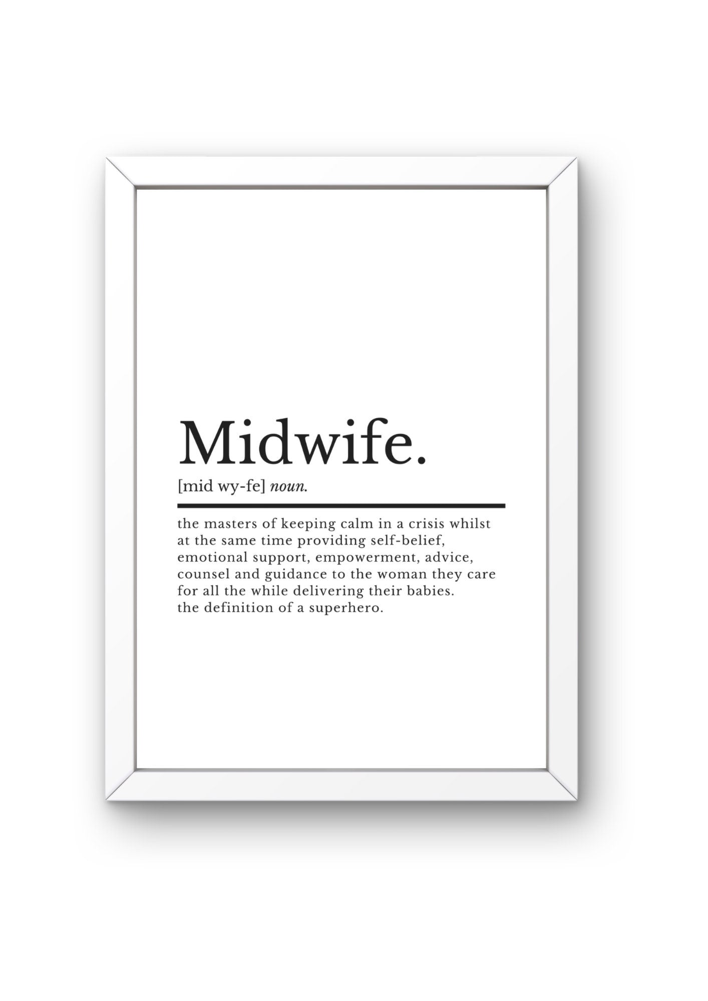 Midwife Definition Print | Midwife Gift | Student Midwife Gift | NHS Worker Present | Graduation Gifts | Midwife Print | Midwifery Quote - ProfessorPrintsUK - A2