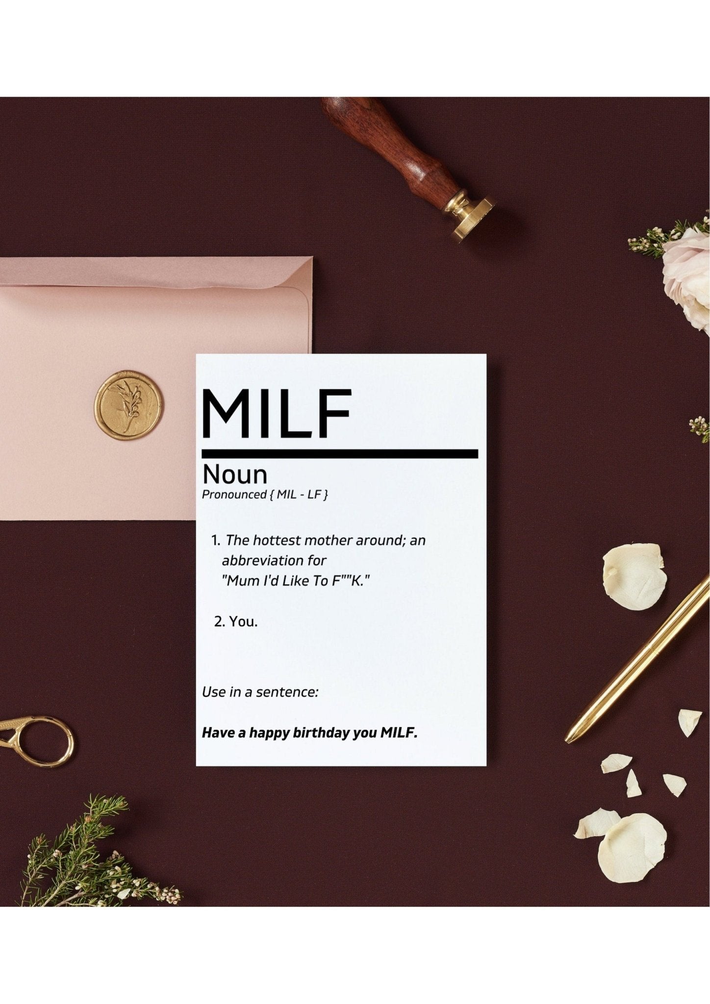 MILF Card | MILF Definition Card | Funny Birthday Card | Definition Card | Card For Her - ProfessorPrintsUK -