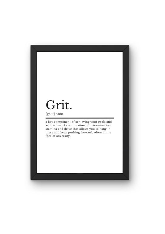 Motivational Grit Definition Print | Office Wall Art | Motivational Quotes | Office Decor | Home Office Prints | Motivational Wall Decor - ProfessorPrintsUK - A2