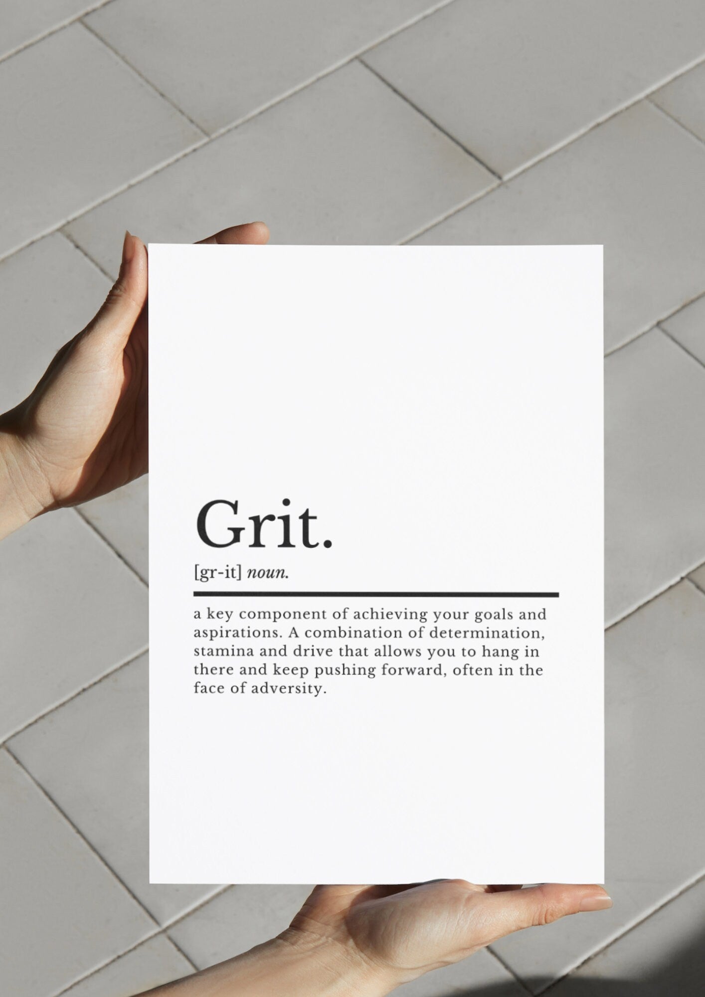 Motivational Grit Definition Print | Office Wall Art | Motivational Quotes | Office Decor | Home Office Prints | Motivational Wall Decor - ProfessorPrintsUK - A3