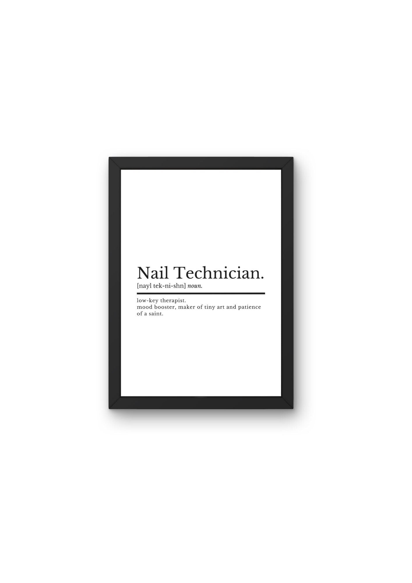 Nail Technician Definition Salon Print Decor | Nail Tech Gifts | Nail Room Decor | Beauty Gifts | Nail Tech Print | Gifts For Her - ProfessorPrintsUK - A2